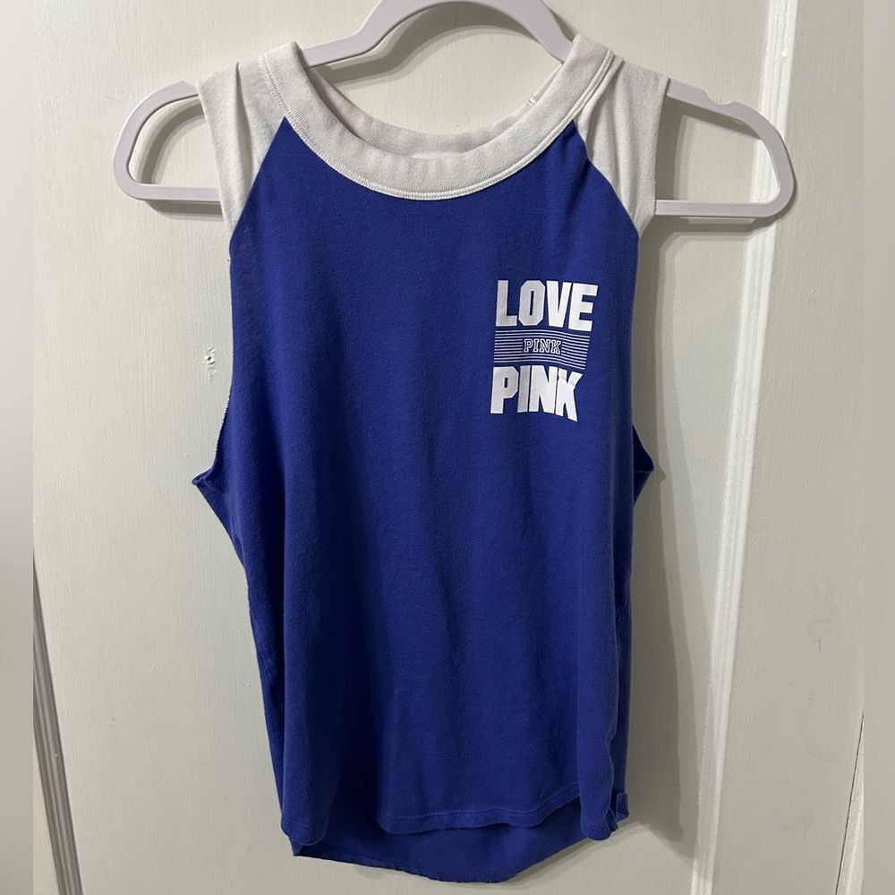 PINK Victoria's Secret Blue and White Top